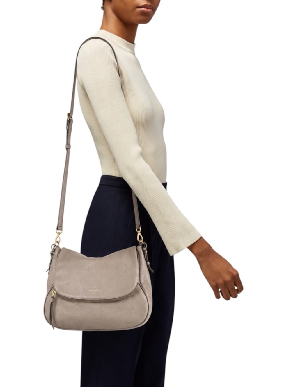 Kate Spade Leather Cobble Hill Devin Crossbody Bag Taupe
